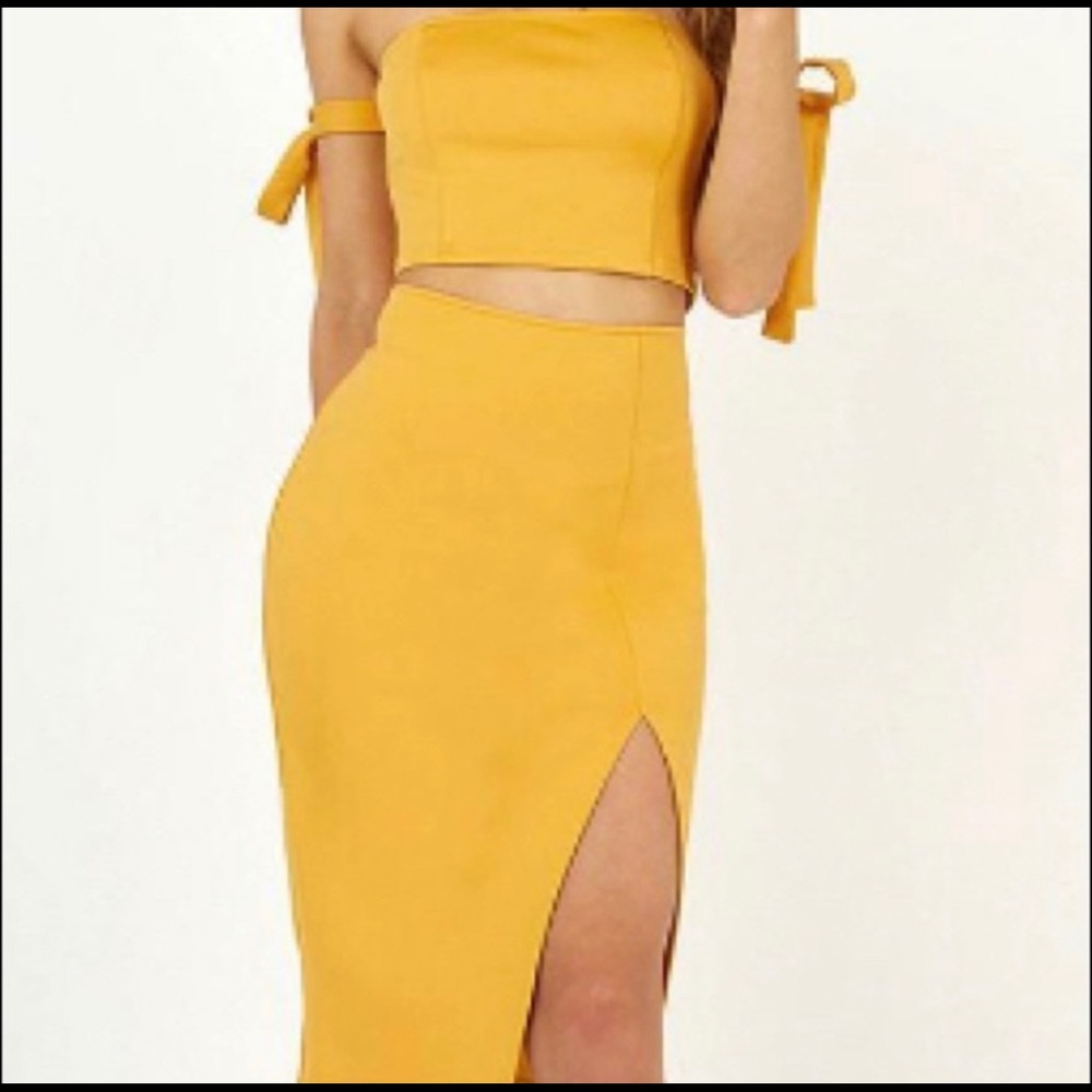 Showpo yellow midi skirt set